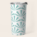Light teal mid century modern sun pattern Travel Mug Gallery Image 2