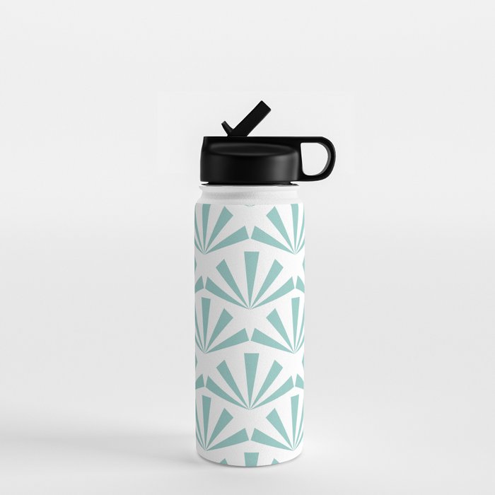 Light teal mid century modern sun pattern Water Bottle Gallery Image 1
