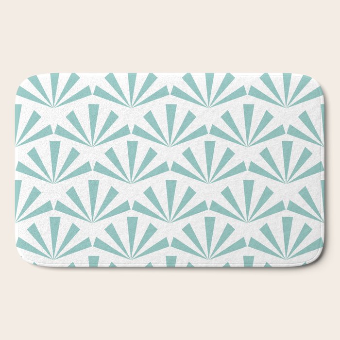 Light teal mid century modern sun pattern Bath Mat Gallery Image 2