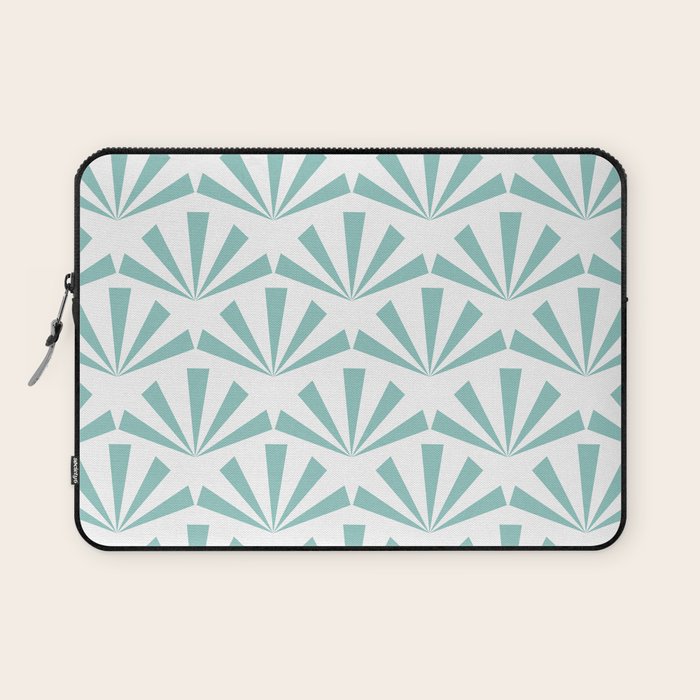 Light teal mid century modern sun pattern Laptop Sleeve Gallery Image 1