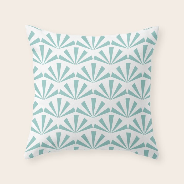 Light teal mid century modern sun pattern Throw Pillow Gallery Image 6
