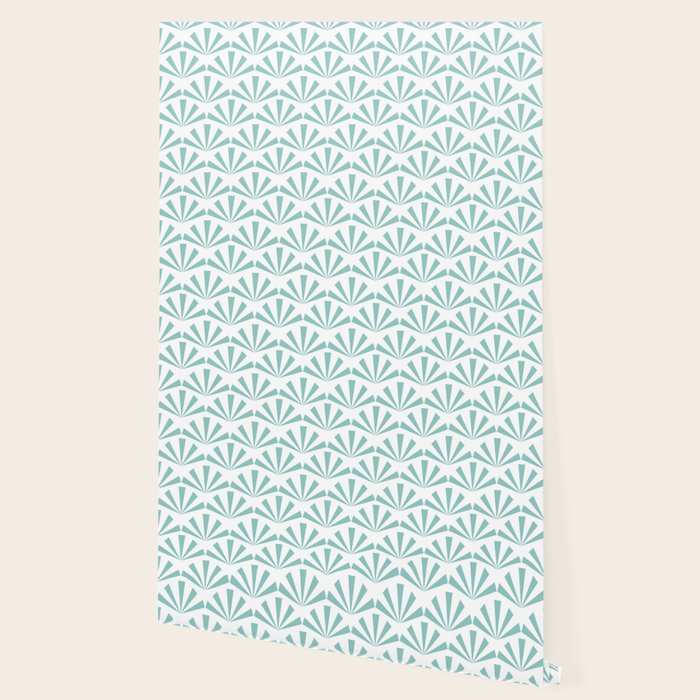 Light teal mid century modern sun pattern Wallpaper Gallery Image 2