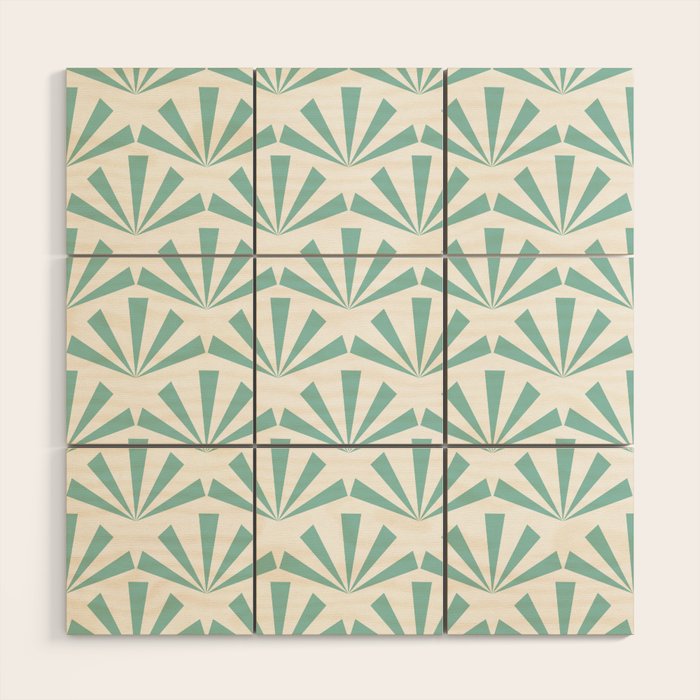 Light teal mid century modern sun pattern Wood Wall Art Gallery Image 1
