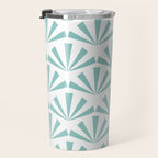 Light teal mid century modern sun pattern Travel Mug Gallery Image 3