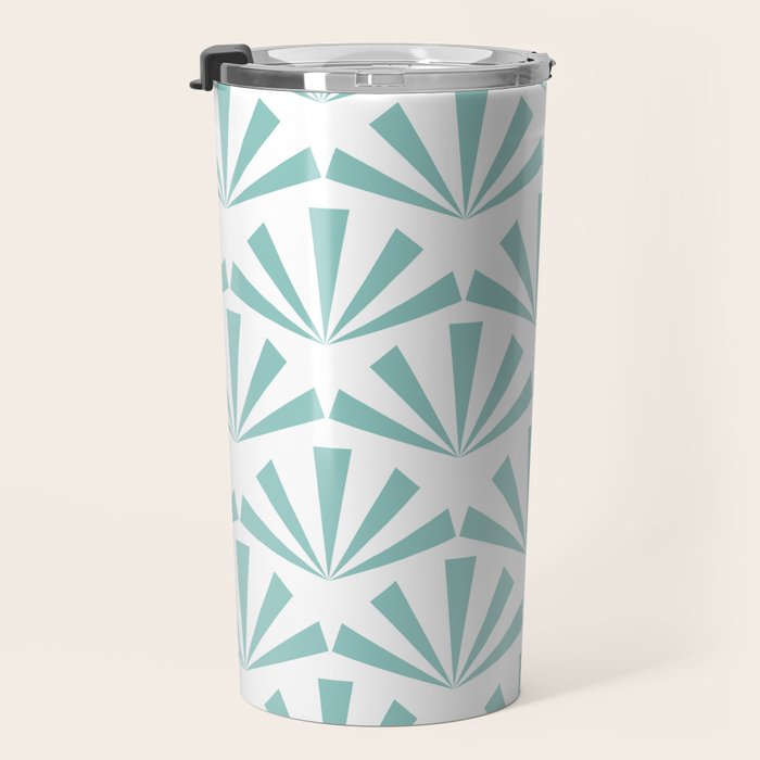 Light teal mid century modern sun pattern Travel Mug Gallery Image 3