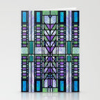 Aqua and Green Art Deco Stained Glass Design Stationery Card Gallery Image 2