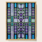Aqua and Green Art Deco Stained Glass Design Serving Tray Gallery Image 1