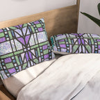 Aqua and Green Art Deco Stained Glass Design Pillow Sham Gallery Image 2