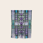 Aqua and Green Art Deco Stained Glass Design Wall Hanging Gallery Image 1