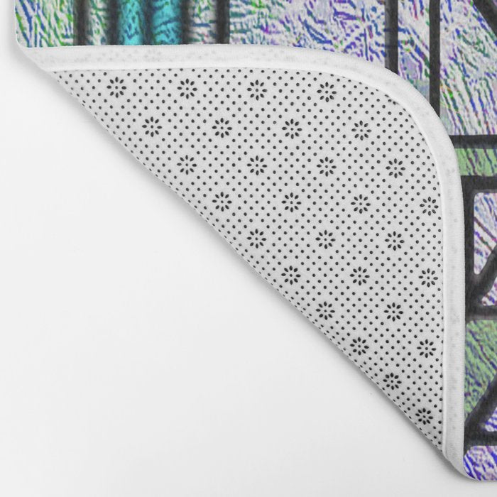 Aqua and Green Art Deco Stained Glass Design Bath Mat Gallery Image 2
