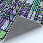Aqua and Green Art Deco Stained Glass Design Rug Gallery Image 4