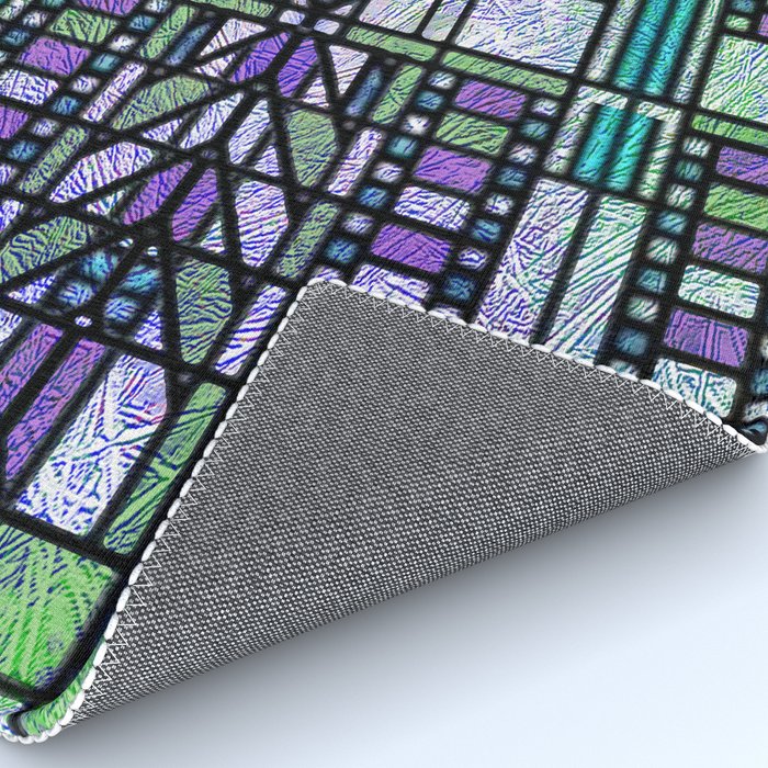Aqua and Green Art Deco Stained Glass Design Rug Gallery Image 4