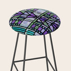 Aqua and Green Art Deco Stained Glass Design Stool Gallery Image 2