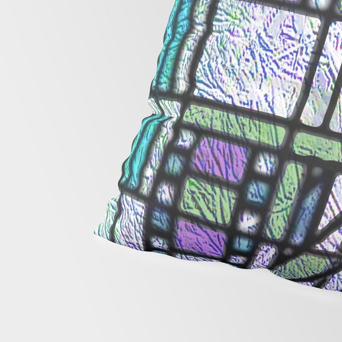 Aqua and Green Art Deco Stained Glass Design Pillow Sham Gallery Image 4