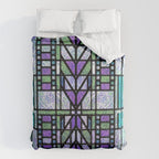 Aqua and Green Art Deco Stained Glass Design Comforter Gallery Image 6