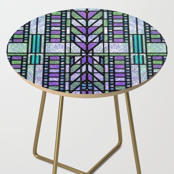 Aqua and Green Art Deco Stained Glass Design Side Table Gallery Image 2