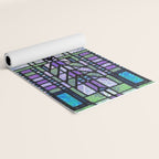Aqua and Green Art Deco Stained Glass Design Yoga Mat Gallery Image 2