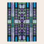 Aqua and Green Art Deco Stained Glass Design Poster Gallery Image 4