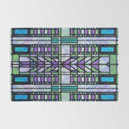 Aqua and Green Art Deco Stained Glass Design Rug Gallery Image 2