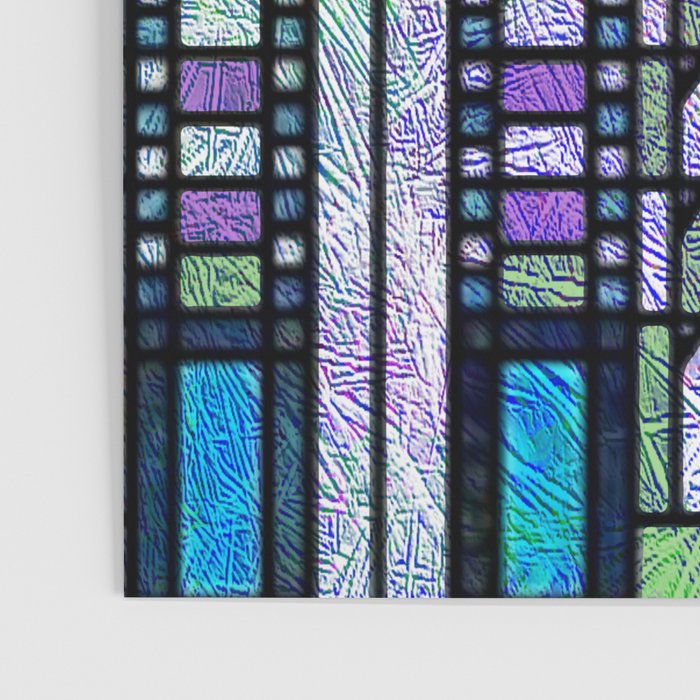 Aqua and Green Art Deco Stained Glass Design Poster Gallery Image 3