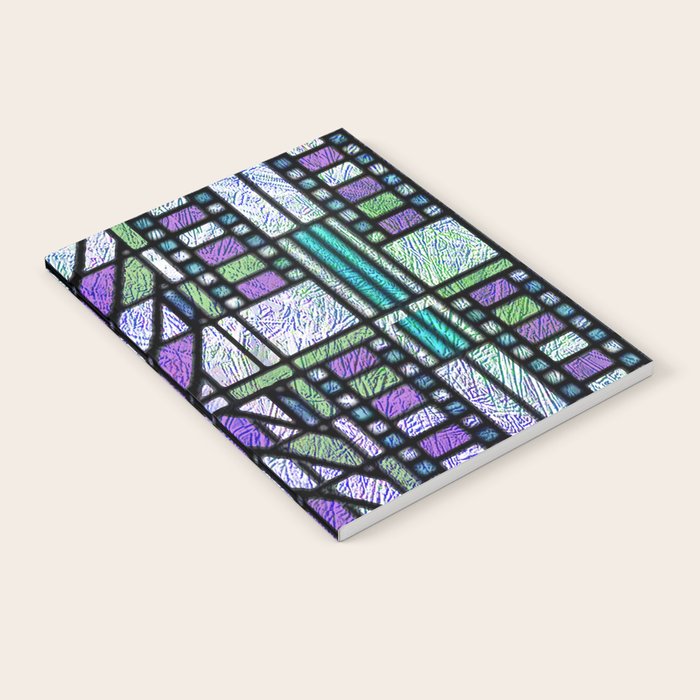 Aqua and Green Art Deco Stained Glass Design Notebook Gallery Image 1