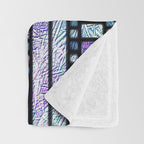 Aqua and Green Art Deco Stained Glass Design Throw Blanket Gallery Image 3