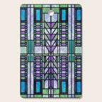 Aqua and Green Art Deco Stained Glass Design Cutting Board Gallery Image 1