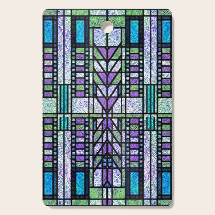 Aqua and Green Art Deco Stained Glass Design Cutting Board Gallery Image 1