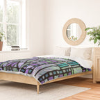 Aqua and Green Art Deco Stained Glass Design Duvet Cover Gallery Image 2
