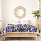 Aqua and Green Art Deco Stained Glass Design Duvet Cover Gallery Image 3