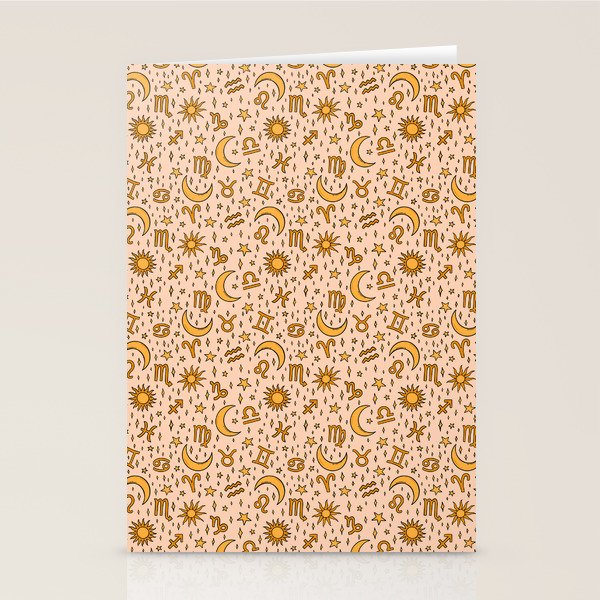 Zodiac Sun and Star Print in Cream Stationery Card Gallery Image 2