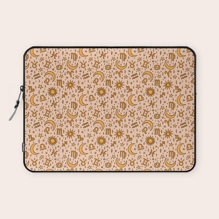 Zodiac Sun and Star Print in Cream Laptop Sleeve Gallery Image 1