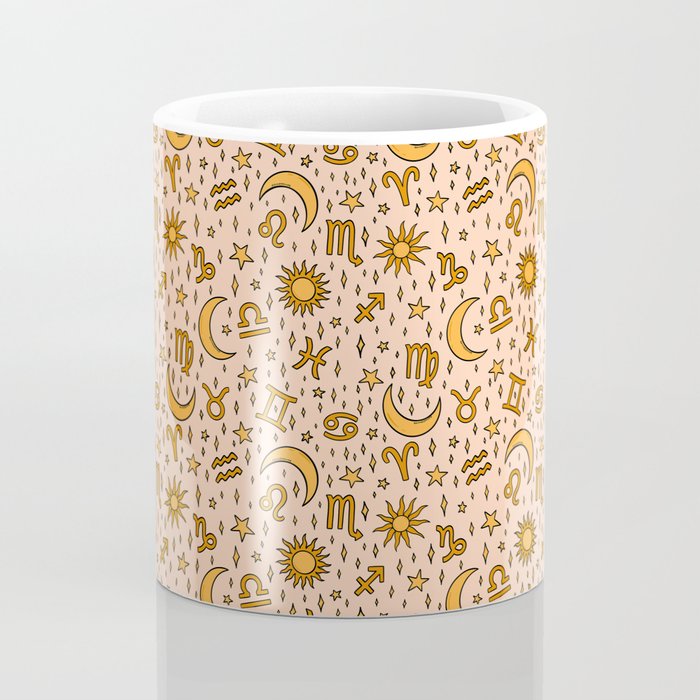 Zodiac Sun and Star Print in Cream Coffee Mug Gallery Image 4