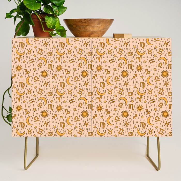 Zodiac Sun and Star Print in Cream Credenza Gallery Image 1