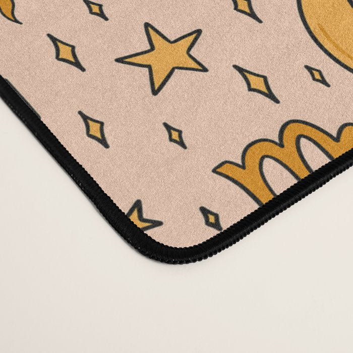 Zodiac Sun and Star Print in Cream Desk Mat Gallery Image 4