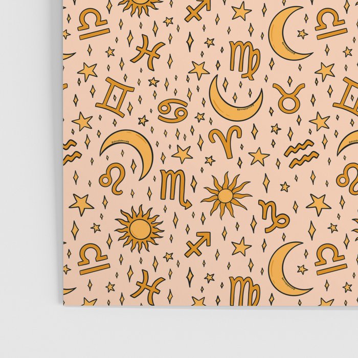 Zodiac Sun and Star Print in Cream Poster Gallery Image 3