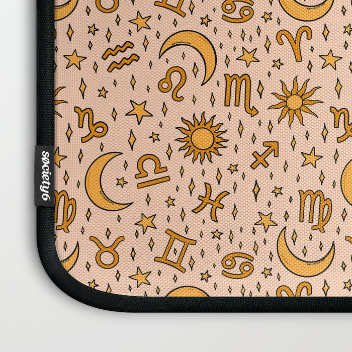 Zodiac Sun and Star Print in Cream Laptop Sleeve Gallery Image 3