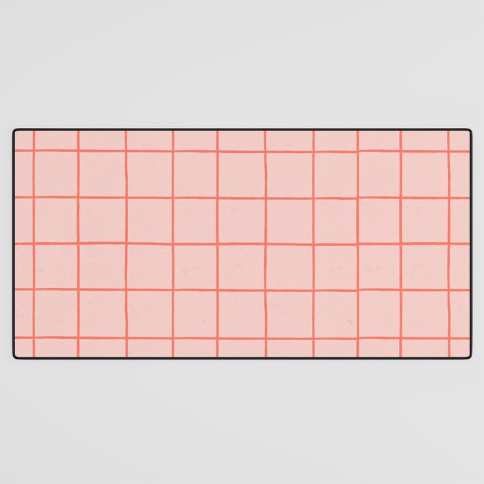 Grid Pattern Peach Desk Mat Gallery Image 3