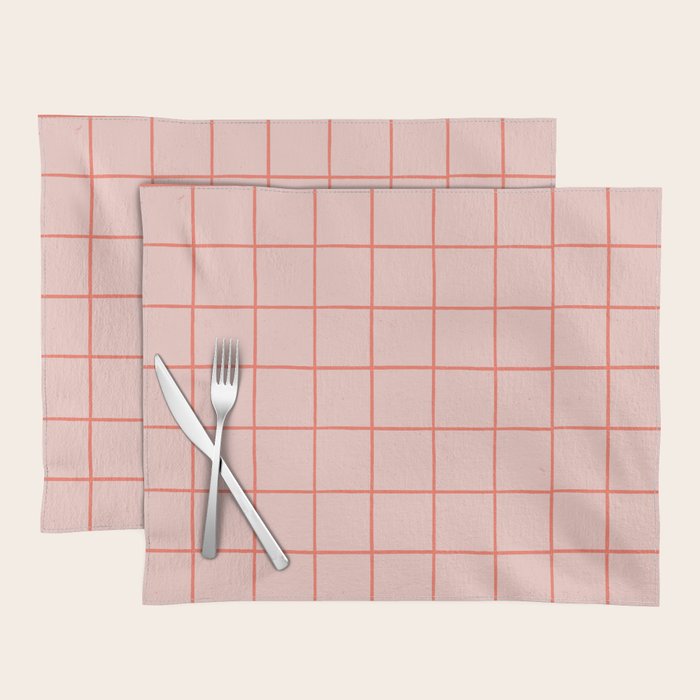 Grid Pattern Peach Placemat Gallery Image 1