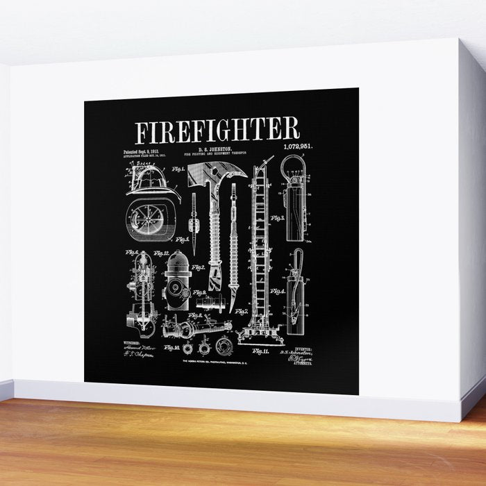 Firefighter Fire Department Fireman Vintage Patent Print Wall Mural Gallery Image 2