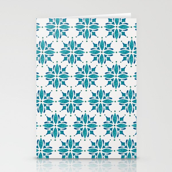 Teal Watercolor Tile Pattern Stationery Card Gallery Image 2