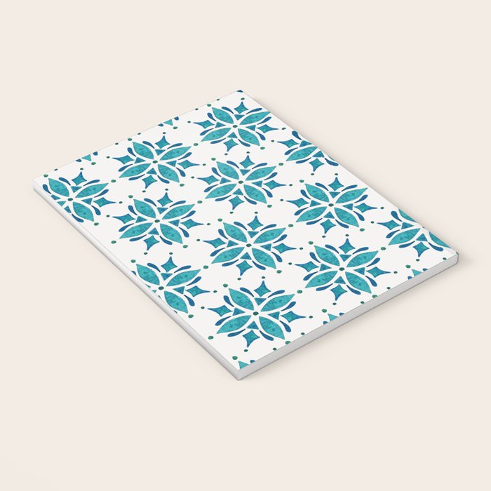 Teal Watercolor Tile Pattern Notebook Gallery Image 3