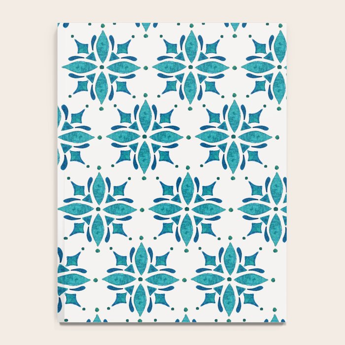 Teal Watercolor Tile Pattern Notebook Gallery Image 4