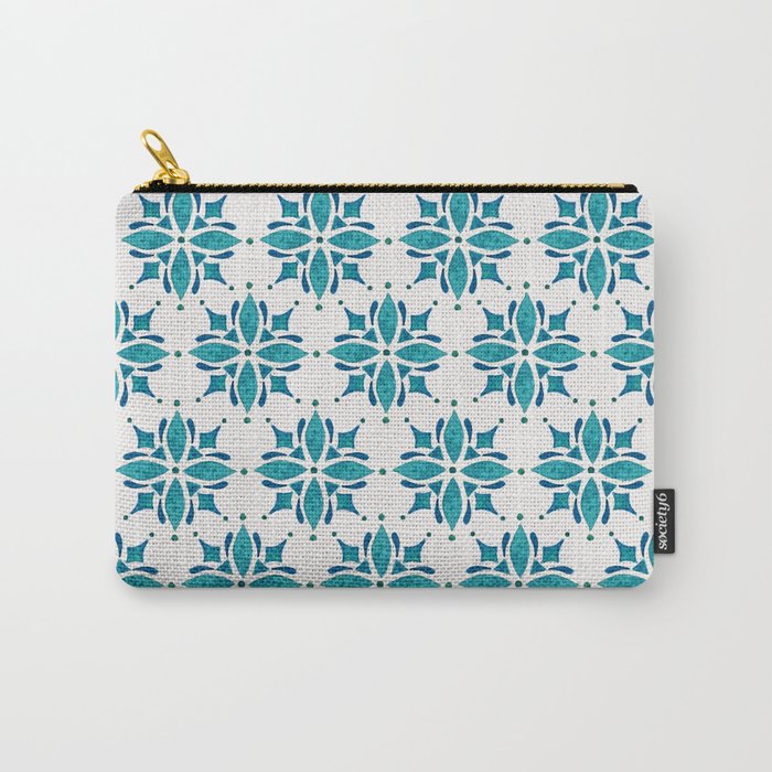 Teal Watercolor Tile Pattern Carry All Pouch Gallery Image 1