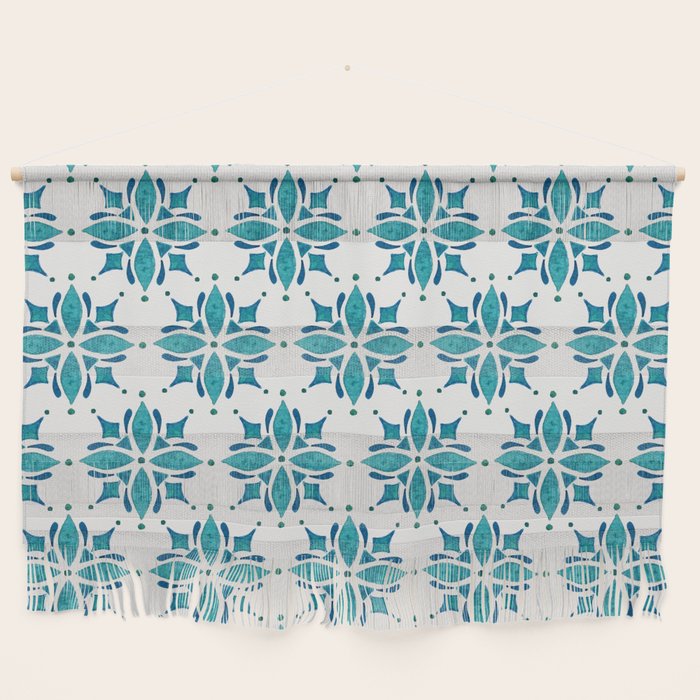 Teal Watercolor Tile Pattern Wall Hanging Gallery Image 1