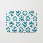 Teal Watercolor Tile Pattern Bath Mat Gallery Image 1