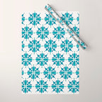 Teal Watercolor Tile Pattern Wrapping Paper Gallery Image 1