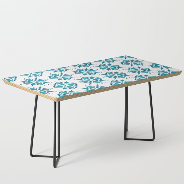 Teal Watercolor Tile Pattern Coffee Table Gallery Image 1