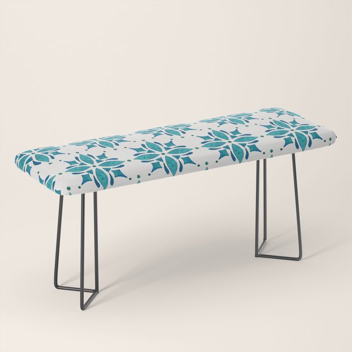 Teal Watercolor Tile Pattern Bench Gallery Image 1