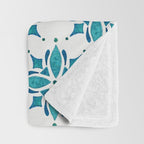 Teal Watercolor Tile Pattern Throw Blanket Gallery Image 3